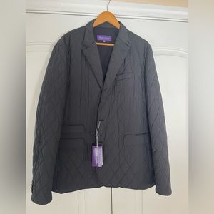 Ralph Lauren Purple Label Black Quilted Light Weight Blazer Jacket, Size XXL